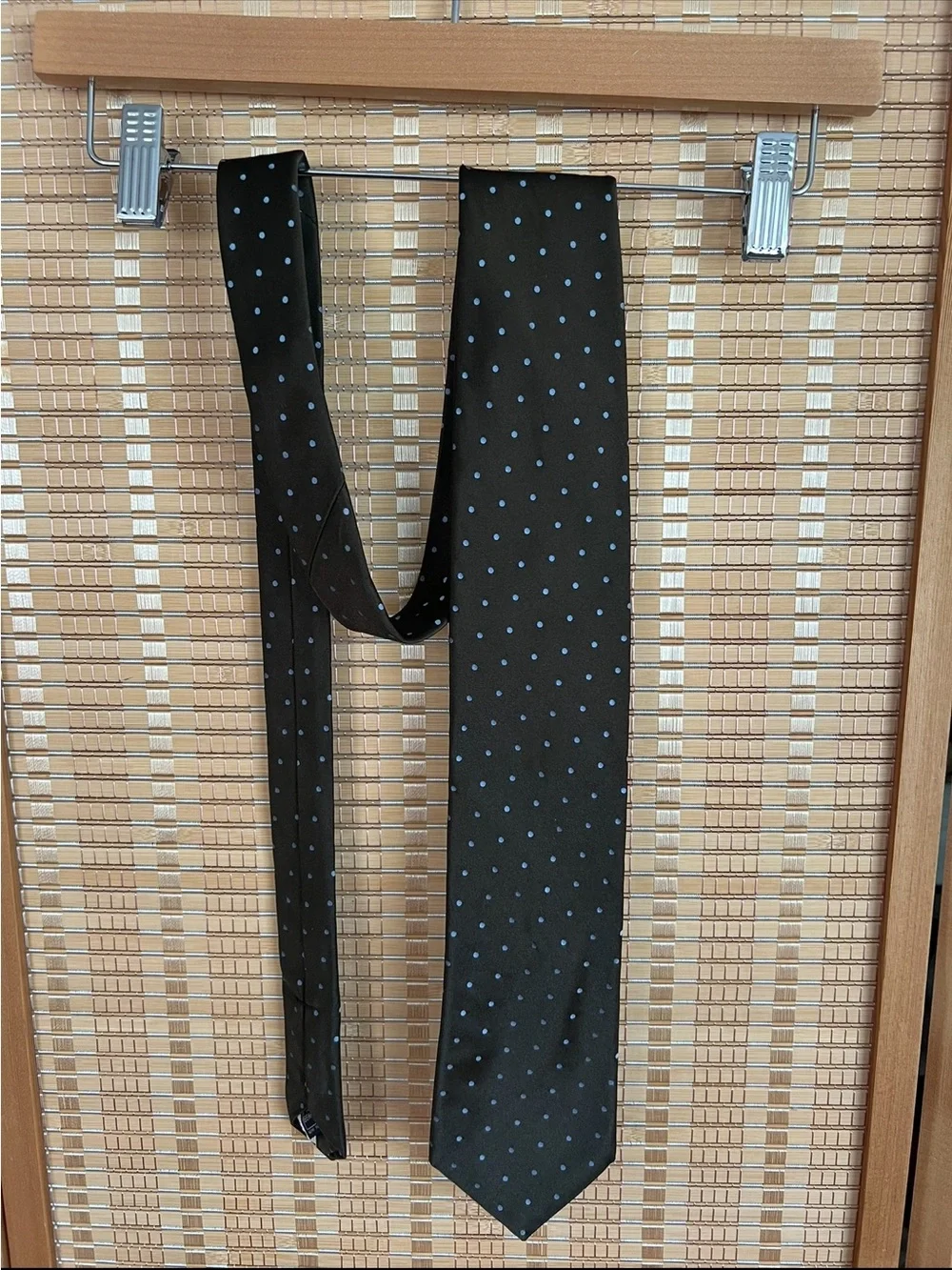 Ike Behar Black Tie with Light Blue Polka Dots